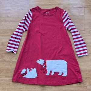 Charming Red Kids Dress with Polar Bear Design